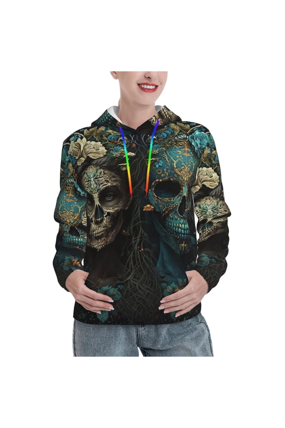 Hoodie Novelty Sweatshirt Pullover Hoodies for Women, Skulls Gothic Day Of The Dead Skull Lovers