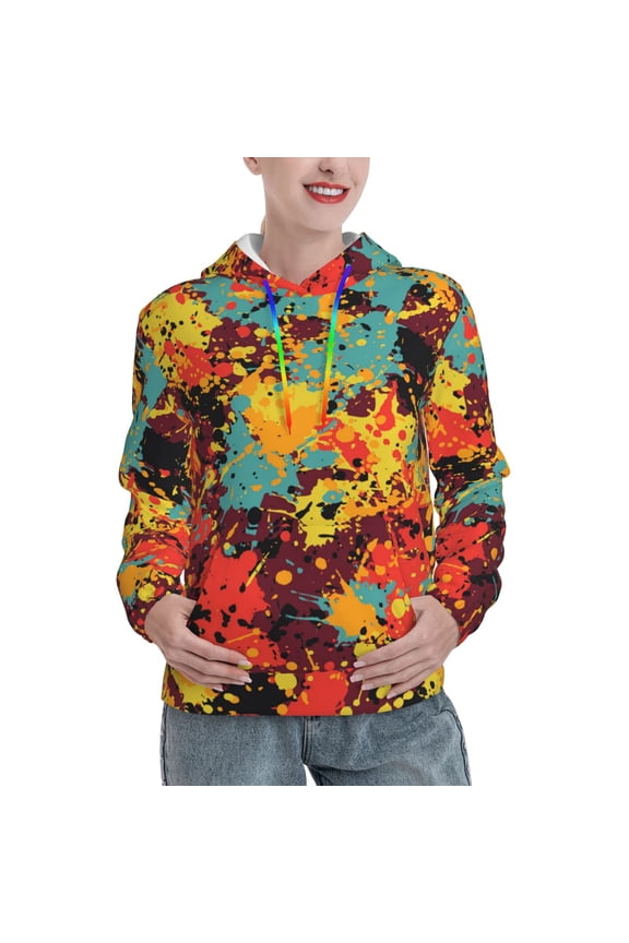 Hoodie Novelty Sweatshirt Pullover Hoodies for Women, Splatter Ink Paint Grunge Splash