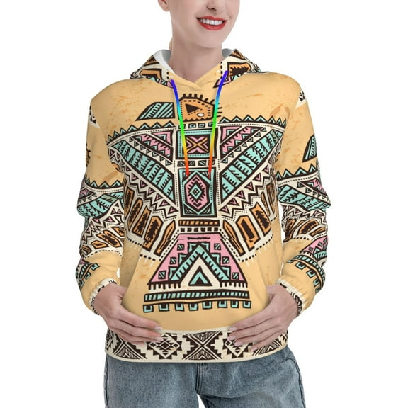 Hoodie Novelty Sweatshirt Pullover Hoodies for Women, Tribal Eagle Symbols Native American