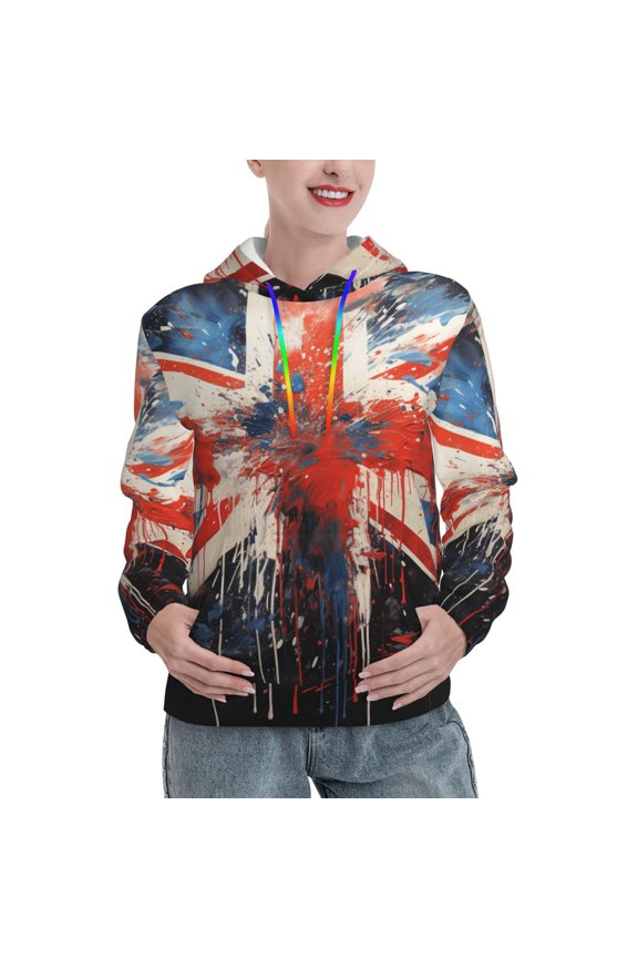 Hoodie Novelty Sweatshirt Pullover Hoodies for Women, Union Jack UK Flag Art