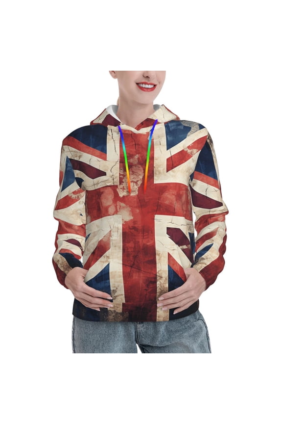 Hoodie Novelty Sweatshirt Pullover Hoodies for Women, Union Jack UK Flag Vintage