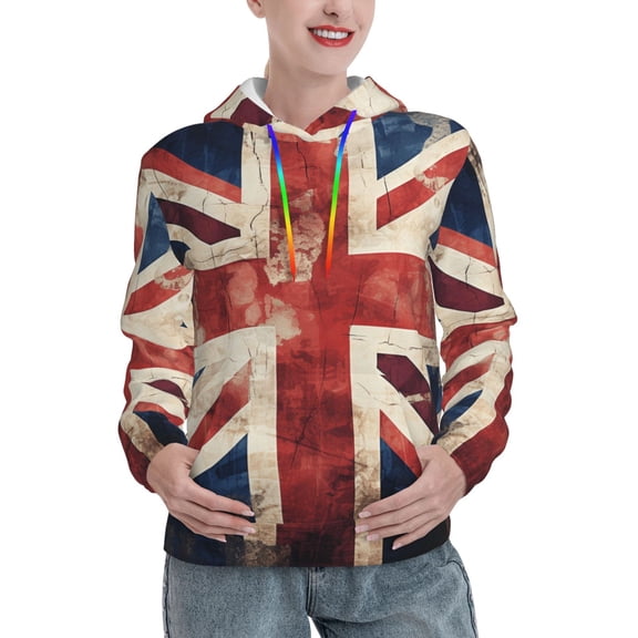 Hoodie Novelty Sweatshirt Pullover Hoodies for Women, Union Jack UK Flag Vintage