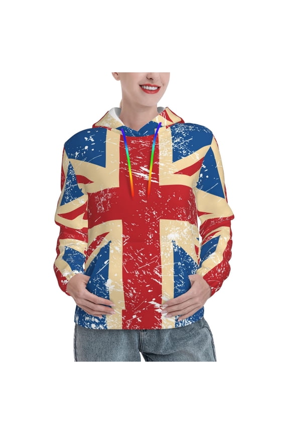 Hoodie Novelty Sweatshirt Pullover Hoodies for Women, Union Jack Uk Flag Retro
