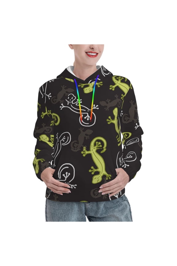 Hoodie Novelty Sweatshirt Pullover Hoodies for Women, Wild Lizard Gecko Silhouette Art