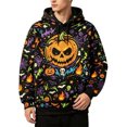thumbnail image 1 of Hoodie Pumpkin Ghost Sweatshirts Halloween Hooded Sweatshirts Mens Novelty Halloween Print Long Sleeve Shirts Black4 S, 1 of 4
