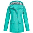 thumbnail image 1 of Hoodie Raincoat for Women Lightweight Waterproof Hooded Rain Jacket Plus Size Outdoor Windproof Rain Coat Windbreaker for Hiking Travel, 1 of 6