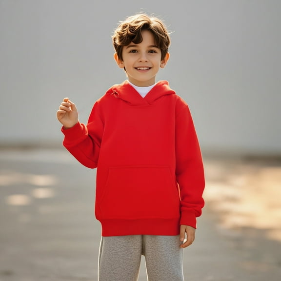 Hoodie Red Hoodies Long Sleeve Pullover Tops Winter Clothes Girls r Clothes 9-11 Years Boys Girls Fashion