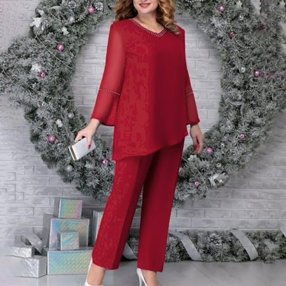 Hoodie Suits for Ladies Fashion Women Pocket Round-Neck Casual Long Sleeve Sweatshirt  Pant Set Gift for Women