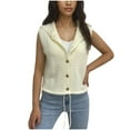 thumbnail image 1 of Hoodie Sweater Vest Women Cable Knit Button Down Wool Hooded Cardigan Sleeveless Drawstring Casual Fall Waistcoat, White, S, 1 of 5