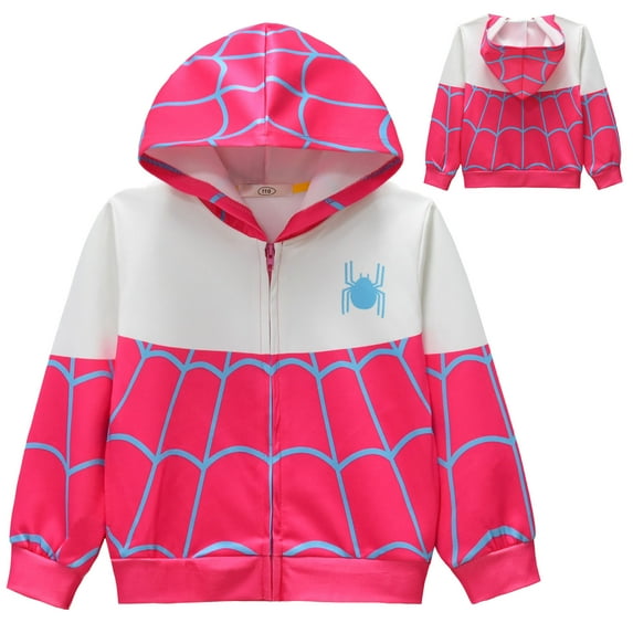 Hoodie Sweatshirt Coat for Kids Spider Zipper Pullover with Pockets 5-6Y