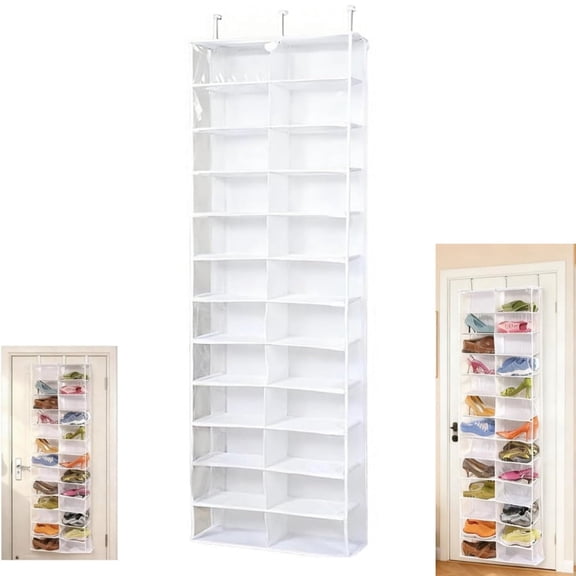 Hoodie Sweatshirt Storage Hack, Door Hanging Shoe Rack Organizer, Hoodie Sweatshirt Organizer over the Door, 26 Pockets Folding Hanging Door Closet, 63" X 22" Foldable Behind the Door Organizer