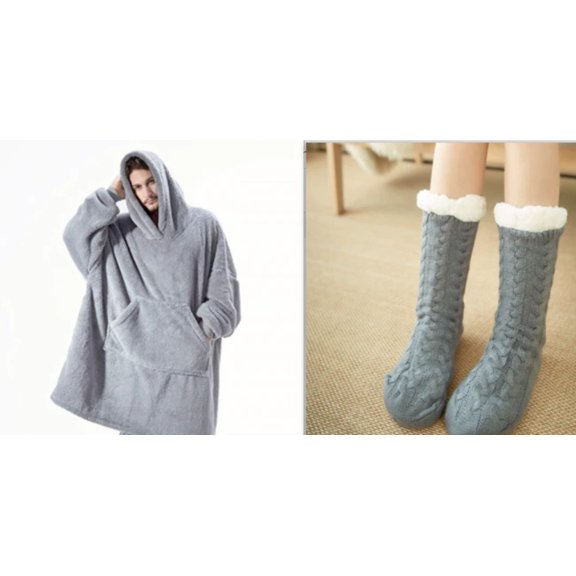 Hoodie Sweatshirt With Big Pocket Tops Sweater Comfortable Loose Double-Sided Fleece Thicker Wearable Blanket