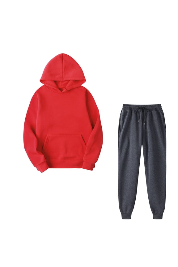 Hoodie Sweatshirt and Long Pants Tracksuits Set Womens 2 Piece Sportswear Sweatsuits Gym Sweat Workout Outfits (Medium, Red)