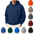 thumbnail image 1 of Hoodie Sweatshirt for Men Solid Color Long Sleeve Pullover Hoodie without Drawstring Soft Warm Casual Lounge Wear, 1 of 6