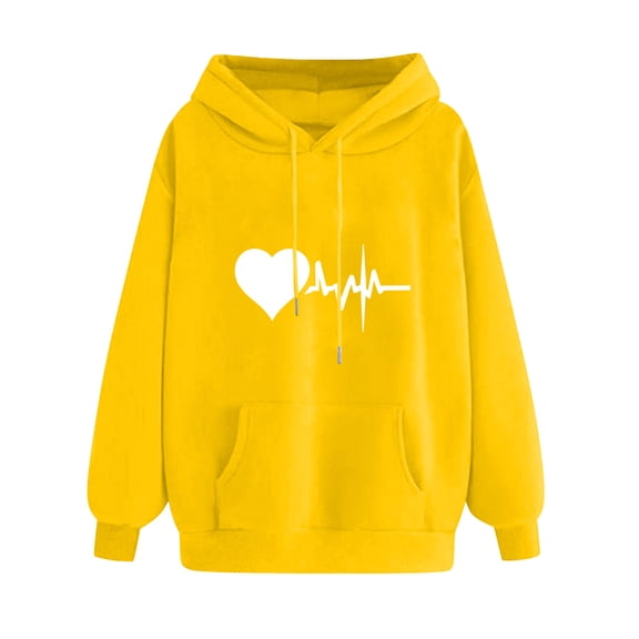 Hoodie Sweatshirts for Women Casual Print Long Sleeve Pullover Hooded Sweatshirt with Pockets