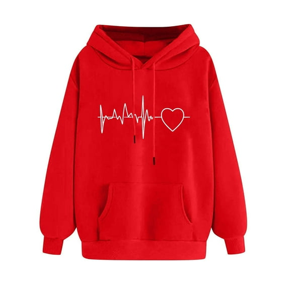 Hoodie Sweatshirts for Women Casual Print Long Sleeve Pullover Hooded Sweatshirt with Pockets