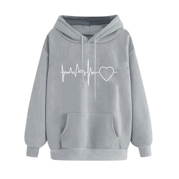 Hoodie Sweatshirts for Women Casual Print Long Sleeve Pullover Hooded Sweatshirt with Pockets