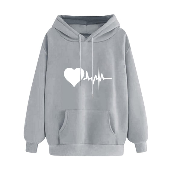 Hoodie Sweatshirts for Women Casual Print Long Sleeve Pullover Hooded Sweatshirt with Pockets