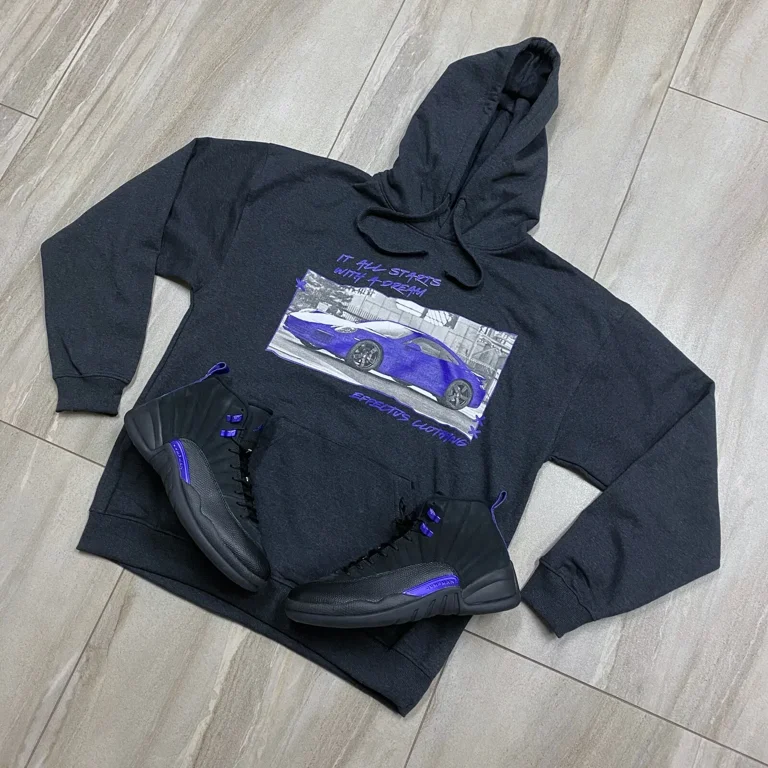 Hoodie To Match Air Jordan Retro 12 Dark Concord Sneakers. Dream Concord Hoodie