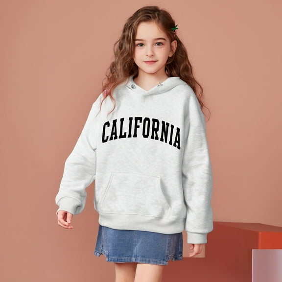 Hoodie White Letter Print Hooded Casual Long Sleeve Classic Hoodie Warm Fall Winter Clothes Little Girls Clothes Size 4-5 Years Boys Girls Fashion