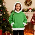 thumbnail image 1 of Hoodie Winter Warm Sherpa Lined Green Hoodie Casual Long Sleeve Sweatshirts Girl Clothes 7-8 Years, 1 of 8