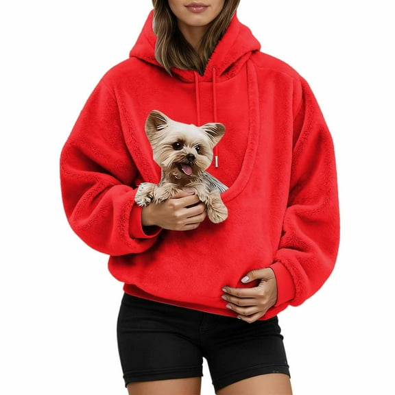 Hoodie With Dog Pouch,Fleece Oversized Sweatshirt With Pocket Front Carry Pouch For Small And Cats,Puppy Kitten Dogs Holder