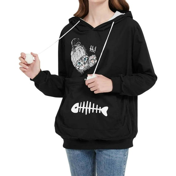 Hoodie With Dog Pouch,Sweatshirt With Dog Pouch, Oversized Fleece Pet Hoodie Carrier Large Pocket Puppy Kitten Dogs Holder