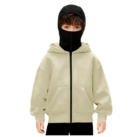 Hoodie With Face Mask Hoodie Zip Up for Boys Girls Kids Windproof Zip Up Ski Mask Hoodie