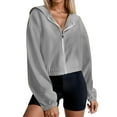 thumbnail image 1 of Hoodie Woman Grey Zip Up Cropped Hoodies for Women Casual Long Sleeve Women's Hoodies Pullover Women's Athletic Hoodies S, 1 of 5