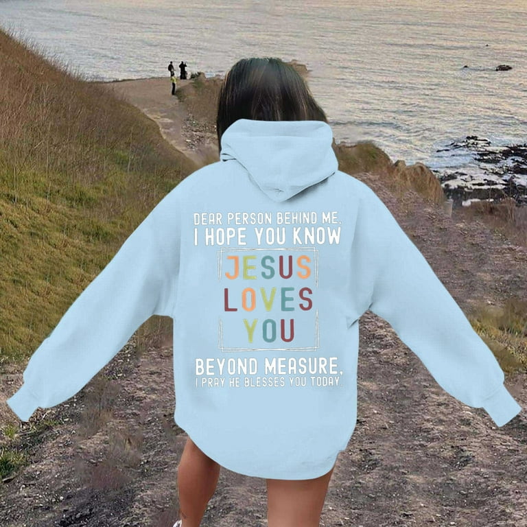 Hoodie For Women With Biblical Verses Oversized Long Sleeve