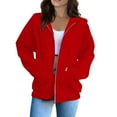 thumbnail image 1 of Hoodie Women Fall Basic Zip Hoodie Solid Long Sleeve Hooded Jacket with Pocket Casual Loungewear Sweatshirt for Women RD1 XXL, 1 of 5