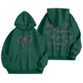 thumbnail image 1 of Hoodie Women Fall Vintage Bow Print Hoodies Oversize Long Sleeve Graphic Sweatshirts Trendy Preppy Tops Drop Shoulder Design Streetwear Sweatshirt for Women Dark Green S, 1 of 7