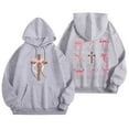 thumbnail image 1 of Hoodie Women Fall Vintage Bow Print Hoodies Oversize Long Sleeve Graphic Sweatshirts Trendy Preppy Tops Drop Shoulder Design Streetwear Women's Sweatshirt Grey M, 1 of 7