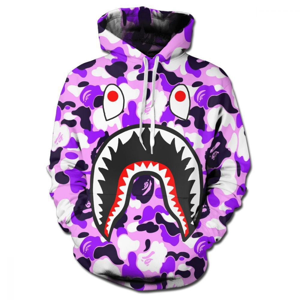 BAPE Shark Print Hoodie Sweater 9 Colours Zip Men Women Hooded Camouflage  Sweatshirt Long Sleeved Jacket, Blue, L : : Fashion