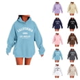thumbnail image 1 of Hoodie Women Oversized Hoodie Casual Sweatshirt for Women Zip Up Hoodie Style Women's Casual Hoodie With Letter Print Fashion Pullover Sweatshirt Comfortable Soft Lined Hooded Jacket For Fall Winter, 1 of 4
