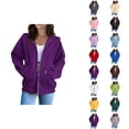 thumbnail image 1 of Hoodie Women Oversized Hoodie Womens Sweatshirt Casual Lightweight Cropped Zip Up Women Fashion Solid Loose Hooded Zipper Hoodie Long Sleeve Jacket, 1 of 5