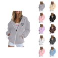 thumbnail image 1 of Hoodie for Women Oversized Hoodie Womens Sweatshirt Lightweight Casual Zip Up Casual Women's Hoodies And Sweatshirts Zip Up Long Sleeve Pocket Drawstring Jacket For Daily Wear, 1 of 4