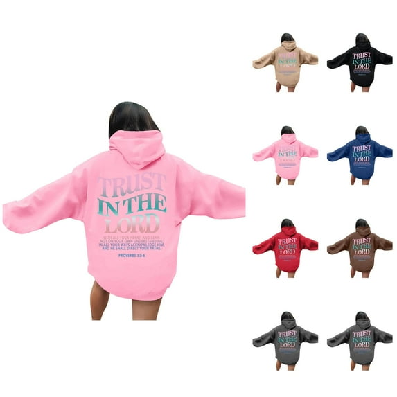 Hoodie for Women Oversized Womens Sweatshirt Casual Cropped Zip Up Women's Hooded Funny Print Pullover Long Sleeve For Daily Wear Comfortable Loungewear Soft Blend