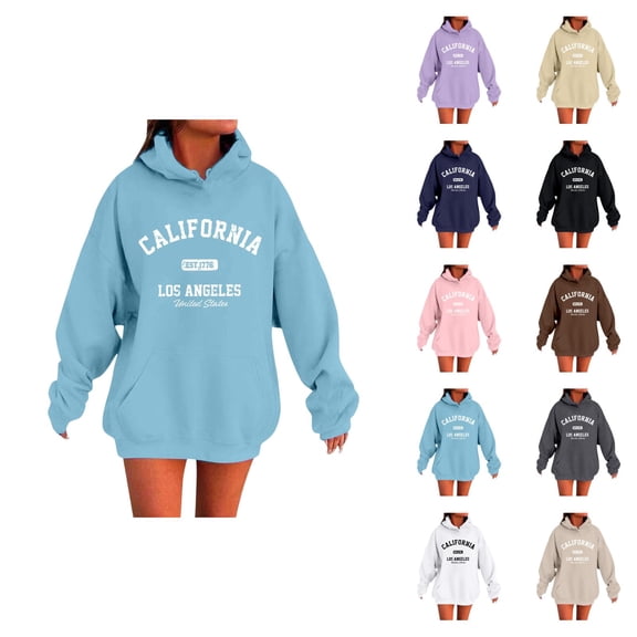 Hoodie for Women Oversized Womens Sweatshirt Casual Daily Wear Lightweight Women's With Letter Print Fashion Pullover Comfortable Soft Lined Hooded Jacket For Fall Winter