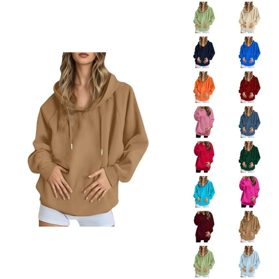 Hoodie Women Oversized Womens Sweatshirt Lightweight Cropped Zip Up Outfit Women's Casual Pullover Solid Color Raglan Sleeve Comfortable Warm Hooded Jacket For Everyday Wear