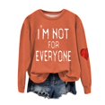 thumbnail image 1 of Hoodie Women Plus Size Winter Fall Loose Fit Crew Neck Long Sleeve Puff One Shoulder Curve Hem Graphic Leisure Cotton Sweatshirt Pullover(Orange,M), 1 of 4