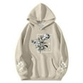 thumbnail image 1 of Hoodie Women Rose Floral Print Hoodies Japanese Cool Street Style Hooded Sweatshirt Womens Hooded Sweatshirt Navy L, 1 of 3