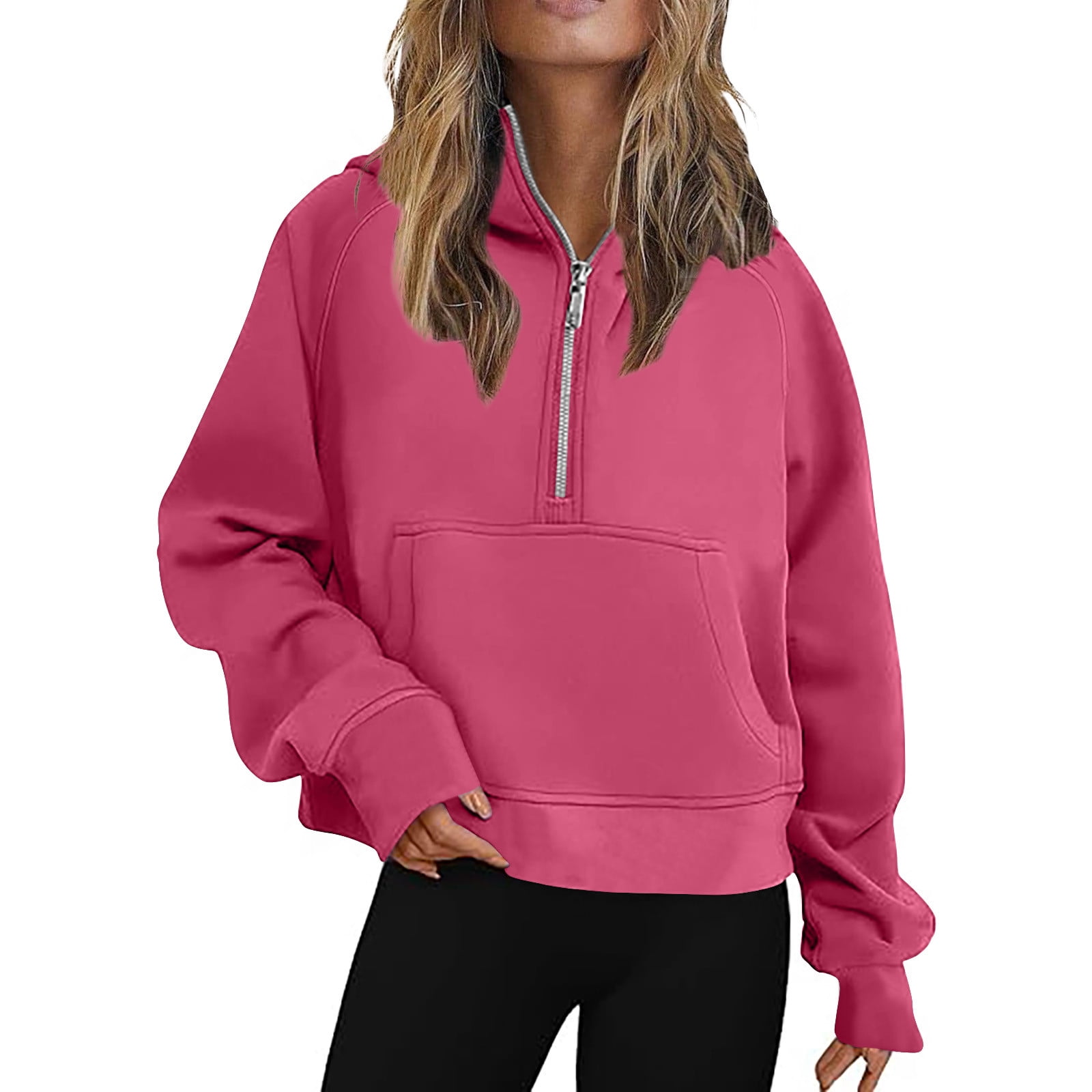 Hoodie Women Women Half Zip Cropped Hoodies Fleece Quarter Zip Up ...