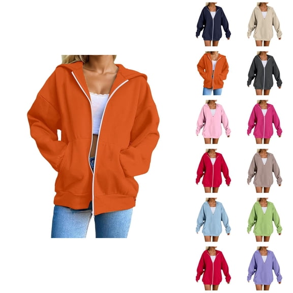 Hoodie Womens Hoodie Oversized Sweatshirt Casual Lightweight Zip Up Hoodie Outfit Women's Hoodie Soft Comfortable Pullover Sweatshirt Casual Loose Fit Long Sleeve Warm Winter Fall Outerwear