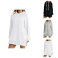 thumbnail image 1 of Hoodie Womens Sweatshirt Oversized Hoodie Women Casual Cropped Zip Up Hoodie Long Sleeve Solid Color Pocket Hoodie Dress For Women Casual Loose Fit Sweatshirt Dress With Hood Fall Winter Fashion, 1 of 5