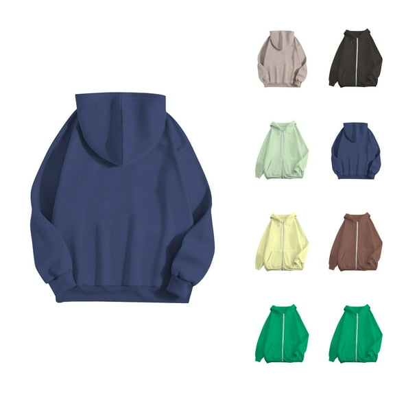 Hoodie Womens Sweatshirt Oversized Hoodie Women Cropped Hoodie Casual Daily Zip Up Women's Casual Solid Color Zipper Pocket Hoodie