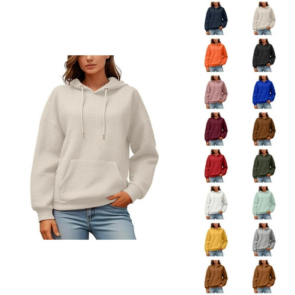 Hoodie Womens Sweatshirt Oversized Hoodie Women Cropped Hoodie Lightweight Daily Ladies' Fashionable And Casual Solid Color Round Neck Long Sleeved Pocket Sweatshirt And Hoodie