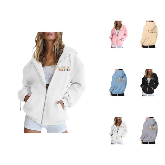 Hoodie Womens Sweatshirt Oversized Women Casual Daily Wear Lightweight Zip Women's Hoodies And Sweatshirts With Hood For Everyday Long Sleeve Design Back To School Print Pairing Jeans