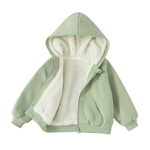 Hoodie for Girls 10-12 Children's Turtleneck Warm Coat for Boys and Girls Autumn and Winter Warm Solid Color Coat for Children Z0F-Green, 3-4 Years
