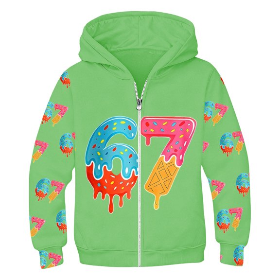 Hoodie for Girls Boys Kids Fall Casual 67 Number Print Sweatshirts Long Sleeve Pullover
